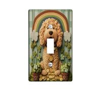 St.Patrick's Day Golden Doodle Dog Decorative Light Switch Cover Plate 1 Gang Single Toggle, Knitting Puppy Electrical Switchplate, Country Pet Pattern Electrical Faceplate for Room