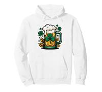 St Patrick's Day Green Beer Pint Shamrock Retro Vintage Pullover Hoodie