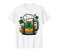 St Patrick's Day Green Beer Pint Shamrock Retro Vintage T-Shirt