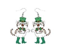 St. Patrick's Day Green Clover Teardrop Earrings Glitter Beer Mug Acrylic Dangle Earrings Irish Shamrock Holiday Jewelry for Party Parade, Acrylic, No Gemstone