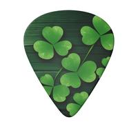 St Patrick's Day Green Clovers Guitar Picks 6 Pieces with Holder, Acoustic Guitar Bass Picks 0.96mm