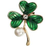 St. Patrick's Day Green Four Leaf Clover Brooch for Women Dainty Rhinestone Clover Leafs Brooch Irish Enamel Brooches Lucky Paddy Day Accessories St Patrick's Jewelry, Extar Large, Alloy Steel, cubic