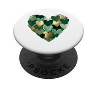 St Patricks Day Green Heart Clover Shamrock Hand Painted PopSockets Adhesive PopGrip