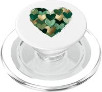St Patricks Day Green Heart Clover Shamrock Hand Painted PopSockets PopGrip for MagSafe