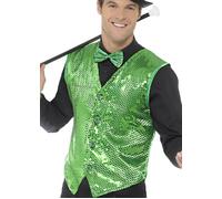 St Patricks Day Green Sequin Waistcoat