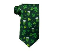St Patricks Day Green Ties For Men Classic Irish Graphic Pattern Printed Neckties Paddys Day Fancy Dress Tie Funny Fashion Ties Irish Party Favors Parades Decorations for Pub Celebrations