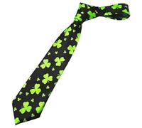 St Patricks Day Green Ties For Men Classic Irish Graphic Pattern Printed Neckties Paddys Day Fancy Dress Tie Funny Fashion Ties Irish Party Favors Parades Decorations for Pub Celebrations