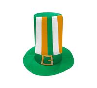 St. Patrick's Day Green Top Hat with Gold Shamrock & Buckle | Leprechaun Hat Irish Fancy Dress Accessory | One Size Novelty Hat for Men & Women