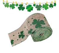 St. Patrick's Day Grosgrain Ribbon - Shamrock Craft Ribbon Roll | Clover Printed Craft Ribbon, St Patrick's Day Decor Grosgrain Ribbon, Polka Dot Cloth Ribbon, Grosgrain Ribbon P