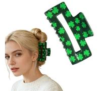 St.Patrick's Day Hair Claw Clips Green Lucky Clover Square Hair Clip for Thin Thick Accessories Green Shamrock Hairpin Irish Day Parade Spring Headpiece For Women Girls.