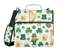 St. Patrick's Day Harp Beer Clover 1.5-Inch 3-Ringing Office Binder Organizer with Handle and Removable Shoulder Strap Multi-Pocket School Supplies Organizer for School