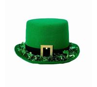 St Patricks Day Hat Adults Irish Hat - Green Felt Top Hats With Black Band And Gold Buckle - St Patricks Day Leprechaun Ireland Hats Party Fancy Dress Costume Accessory