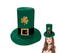 St Patricks Day Hat, Festive Topper, Irish Headwear with Shamrock Feature, Green Velvet Leprechaun Cap, Emerald Base with Festive Style, Costume Accessory for Party and Parade