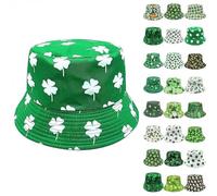 St. Patrick's Day Hat for Women Men UK Irish Clover Sun Hats Double-Side-Wear Novelty Cap Reversible Green Fisherman Hat Shamrock Leprechaun Hats Adult Fancy Dress Costume Accessory
