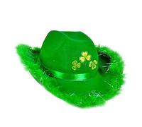 St. Patrick's Day Hat | Green Cowboy Cowgirl Hat | Irish Holiday Caps | St Patrick's Day Accessories Leprechaun Hat | Ladies CloverCap for Fancy Dress Holiday Party Irish Leprechaun Costume Accessory