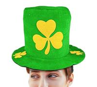 St. Patrick's Day Hat, Leprechaun Top Hat - Green Top Hat for Holidays - Elegant St. Patrick's Day Elf Hat with Clover - Holiday Costume Accessory