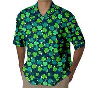 St. Patrick's Day Hawaiian Shirt Beach Shirt Mens Hawaiian Tropical Shirts Summer Short Sleeve Casual Aloha Funky Floral Button Down Beach Holiday Hawaii Print Shirt Shamrock Tee