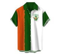 St Patricks Day Hawaiian Shirt Men Cute Irish Lucky Short Sleeve Summer Casual Beach Shirts Button Down Loose fit Hawaiian Holiday Wedding Cheesecloth Tops 4 Leaf Clover T Shirt (B2 Green,5XL)