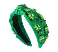 St. Patrick's Day Headband | Rhinestone Irish Clover Hair Accessory | Women's Headband For St. Patrick's Day, Holidays Christmas Thanksgiving Day Wear Women Girls Makeup