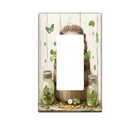St.Patrick's Day Hedgehog Decorative Light Switch Cover Plate 1 Gang Single Rocker, Rustic Fun Animal Electrical Switchplate for Room, Farmhouse Country Switchcover Switchplate