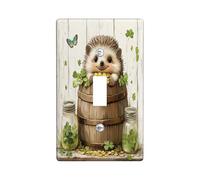 St.Patrick's Day Hedgehog Decorative Light Switch Cover Plate 1 Gang Single Toggle, Rustic Fun Animal Electrical Switchplate for Room, Farmhouse Country Switchcover Switchplate