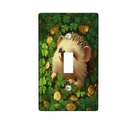 St.Patrick's Day Hedgehog Decorative Light Switch Cover Wall Plate 1 Gang Single Toggle, Fun Shamrock Animal Electrical Switchplate for Room, Clover Country Switchcover Switchplate