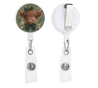 St. Patrick's Day Highland Cow with Bow Retractable Badge Holder Reel Clip ID Card Holder for Doctor Nurse Student Office Worker