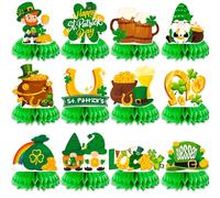 St Patricks Day Honeycomb Centerpieces, 9pcs Saint Patricks Day Honeycomb Centerpieces, Shamrocks Honeycomb Centrepiece & St Patricks Day Honeycomb Decorations for St Patricks Day Decorations Supplies