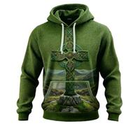St. Patrick's Day Hoodies for Men UK Funny Shamrock Clover Printed Drawstring Pullover Lucky Irish Hoodie Sweatshirts Novelty Green Ireland Hooded Jumper Spring Sweater Festival Holiday Tee Top
