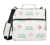 St. Patrick's Day I'm Irish Pet Me 3 Ringing Zip Up Binder with Shoulder Strap & Handle Includes Zip Pocket Portable Home Travel Storage Bag for Middle School