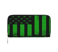 St Patrick's Day Irish American Flag PU Leather Wallet for Women Men Credit Card Wallet Long Clutch Purse Around Zipper Wallets