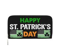 St Patrick's Day Irish American Flag PU Leather Wallet for Women Men Credit Card Wallet Long Clutch Purse Around Zipper Wallets
