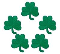 St. Patrick's Day Irish Clover Embroidered Lucky Shamrock Patch Iron On or Sew On Green Clover Patches for Hats, Clothing, Bags Fun DIY Craft Supplies