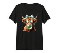 St Patricks Day Irish Flag Highland Cow Bubblegum Design Premium T-Shirt