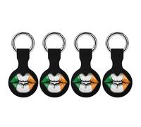 St.Patricks Day Irish Flag Lips Compatible for AirTag Holder with Keychain Silicone Protective Case Cover 4PCS