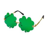 St. Patricks Day Irish Four Leaf Clover Sunglasses, Green Shamrock Sunglasses, Four Leaf Clover Leprechaun Costume Glasses for Women Men, St. Patrick's Day Party Favors Accessories Decorations