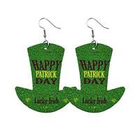 St. Patrick's Day Irish Geometric Green Hat Earrings For Women Threaders Style