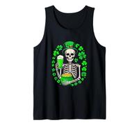 St. Patrick's Day Irish Man Skeleton Drinking Beer Shamrocks Tank Top