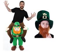 St Patrick's Day Irish Pick Me Up Costume + Hat With Beard I Love Fancy Dress Green One Size