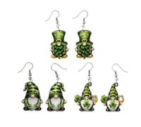St. Patrick's Day Irish Shamrock Earrings Glitter Green Clover Hat Beer Acrylic Drop Earrings Funny Lifelike Cucumber Gnome Resin Hook Earring Holiday Party Jewelry, Resin Wood, Agate