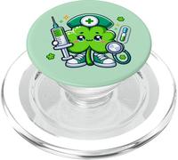 St Patrick's Day Irish Shamrock Nurse Scrub Top Women Nurse PopSockets PopGrip for MagSafe