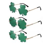 St. Patrick's Day Irish Shamrock Sunglasses Green Four Leaf Clover Leprechaun Costume Glasses (3 Pairs, Green)