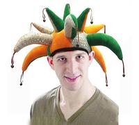 St Patrick's Day Jester Hat Adult Irish Tricolour Hats with Bells Ireland Flag Saint Patrick's Day Accessories for Men Women Fancy Dress Costume Accessory Leprechaun Green Party (1 PC)