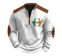St. Patrick's Day Jumpers for Men Irish Green Sweatshirt Lucky Shamrock Graphic Long Sleeve 1/4 Zip Pullover Tops St. Patrick's Day Sweatshirts S-5XL