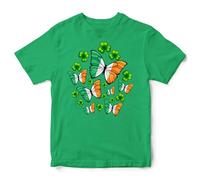 St Patricks Day Kids T Shirt for Girls Ireland Butterfly Tee Irish Shamrock Paddy's Top Kids, 2-3 Years, Irish Green