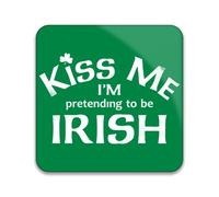 St Patrick's Day Kiss Me I'm Pretending to Be Irish Pack of 10 Square Stickers - 55mm x 55mm