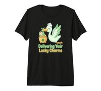 St Patricks Day Labor Delivery Nurse Stork Delivering Lucky Premium T-Shirt