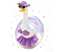 St. Patrick's Day Lawn Goose Costume Set, Green Clover Swim Ring Outfit with Bikini Hat Sunglasses for Porch Goose Decoration (Purple)