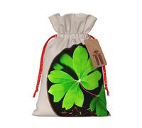 St Patricks Day Leaves Print Large Christmas Gift Bags,Reusable Holiday Bags For Gifts,Drawstrings Burlap Goody Gift Bags