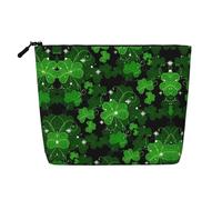 St Patricks Day Leaves Water Resistant Pouch Women's Organizer, Fake Hemp Makeup Bag Large Cosmetic Travel Case